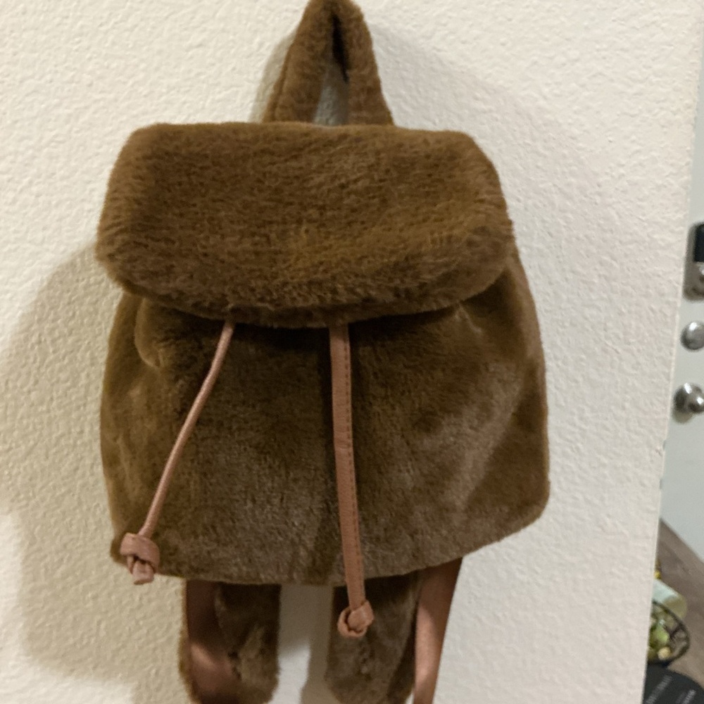 Brown Faux Fur Backpack